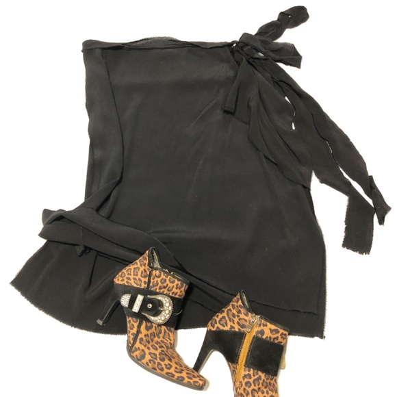 Maggie Walt black waterfall side tie skirt - Picture 1 of 8